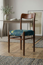 Ay`s Retro Dining Chair in Moonflower Moonlit Blue Fabric