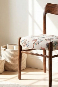 Upholstered Bundle Ay`s Retro Dining Chair in Palmyrah Beige Fabric