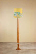 Balance Wood Floor Lamp with Damask Birds Taper Lampshade (Butter Yellow)