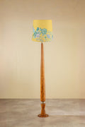 Lighting Bundle Balance Wood Floor Lamp with Damask Birds Taper Lampshade (Butter Yellow)