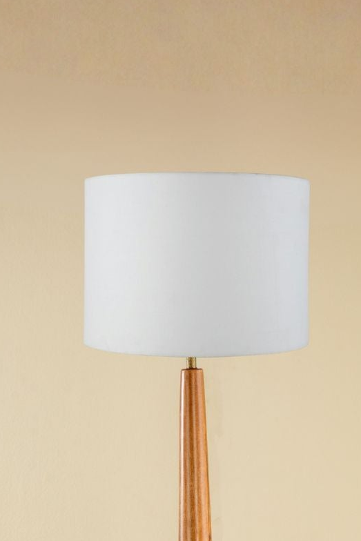 Lighting Bundle Balance Wood Floor Lamp with Loose Weave Drum Lampshade (Off White)