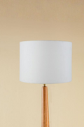 Lighting Bundle Balance Wood Floor Lamp with Loose Weave Drum Lampshade (Off White)