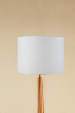 Lighting Bundle Balance Wood Floor Lamp with Loose Weave Drum Lampshade (Off White)