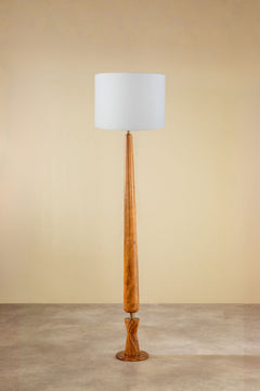 Lighting Bundle Balance Wood Floor Lamp with Loose Weave Drum Lampshade (Off White)