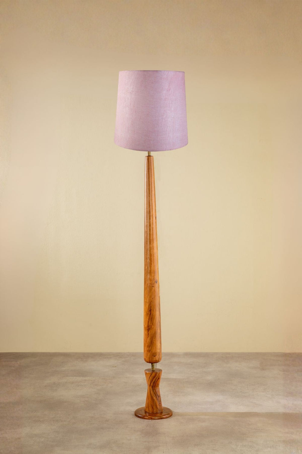 Lighting Bundle Balance Wood Floor Lamp with Solid Taper Lampshade (Blush Pink)