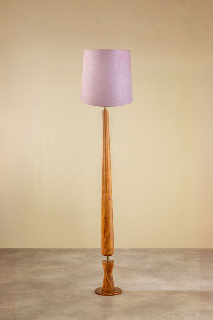 Lighting Bundle Balance Wood Floor Lamp with Solid Taper Lampshade (Blush Pink)