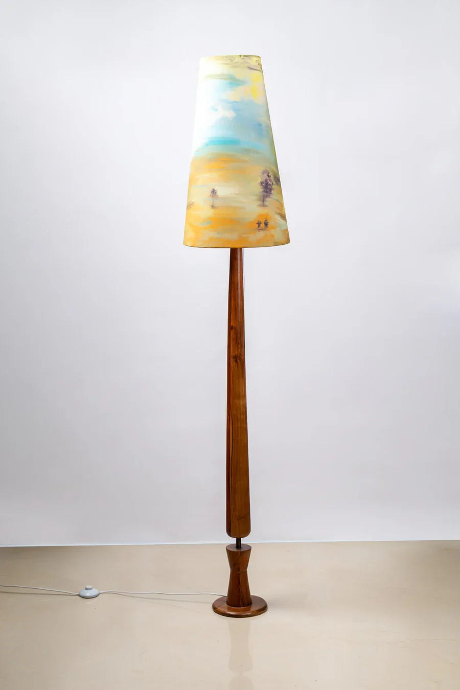 Lighting Bundle Balance Wood Floor Lamp with Terai Grassland Taper Lampshade (Field Green)
