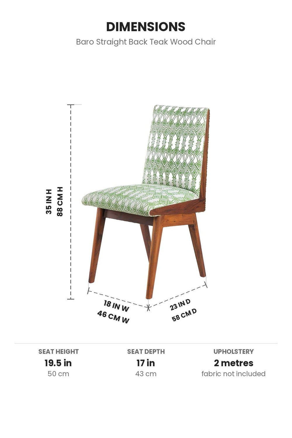 DINING CHAIRS Baro Straight Back Teak Wood Chair