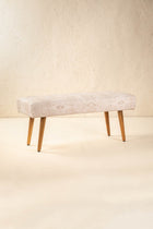 Bench Pouffe in Diamond Beige Fabric