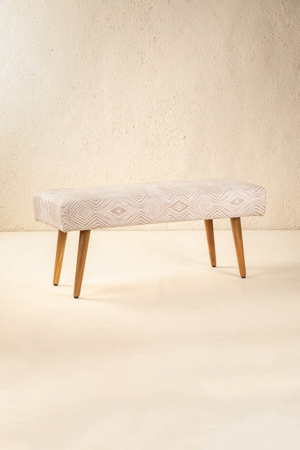 Upholstered Bundle Bench Pouffe in Diamond Beige Fabric