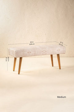 Upholstered Bundle Bench Pouffe in Diamond Beige Fabric