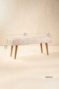 Upholstered Bundle Bench Pouffe in Diamond Beige Fabric