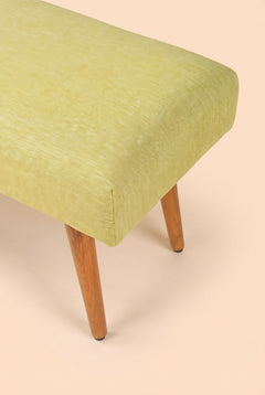 Bench Pouffe in Solid Twisted Herbal Green Fabric