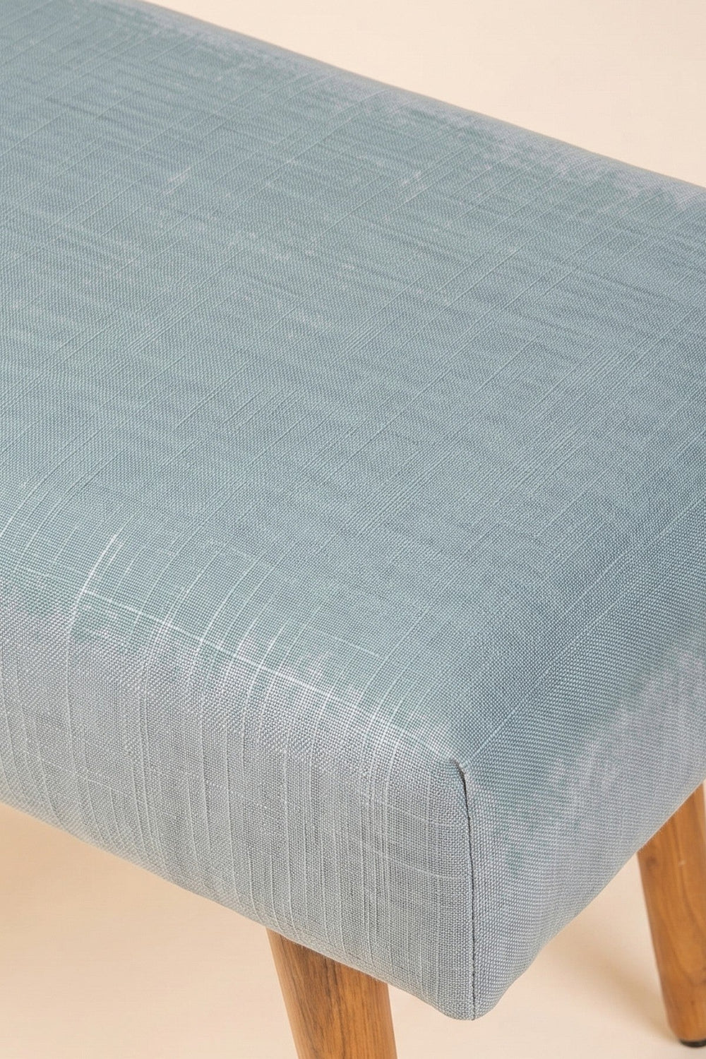 Upholstered Bundle Bench Pouffe in Raffia Misty Grey Fabric