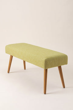 Upholstered Bundle Bench Pouffe in Solid Twisted Herbal Green Fabric