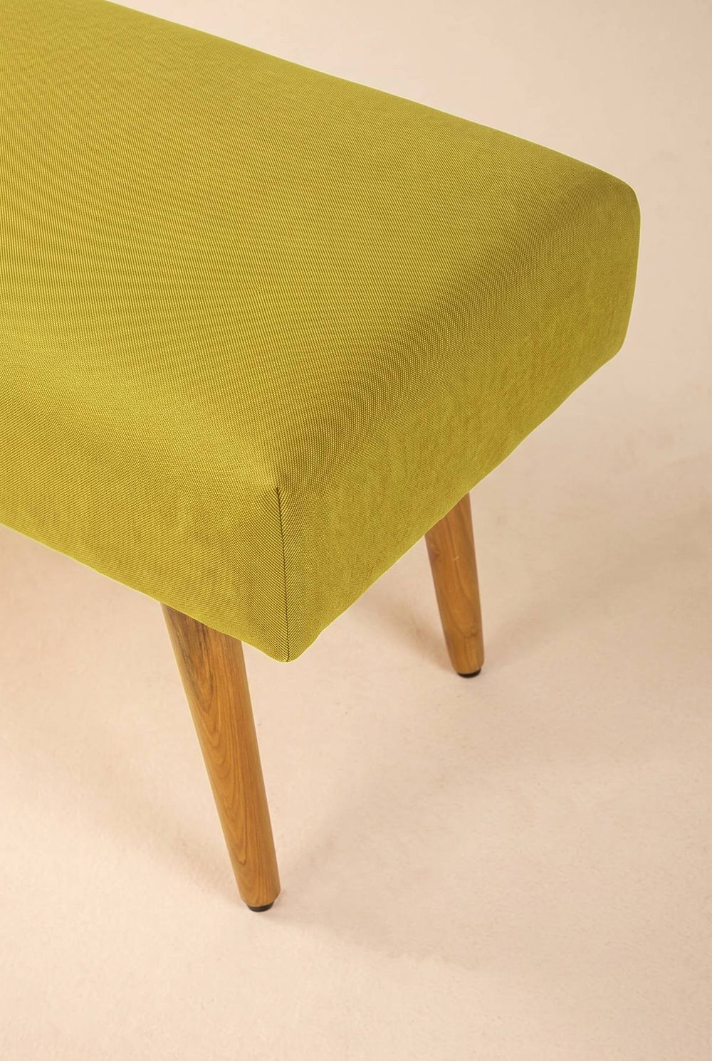 Upholstered Bundle Bench Pouffe in Solid Twisted Mustard Fabric