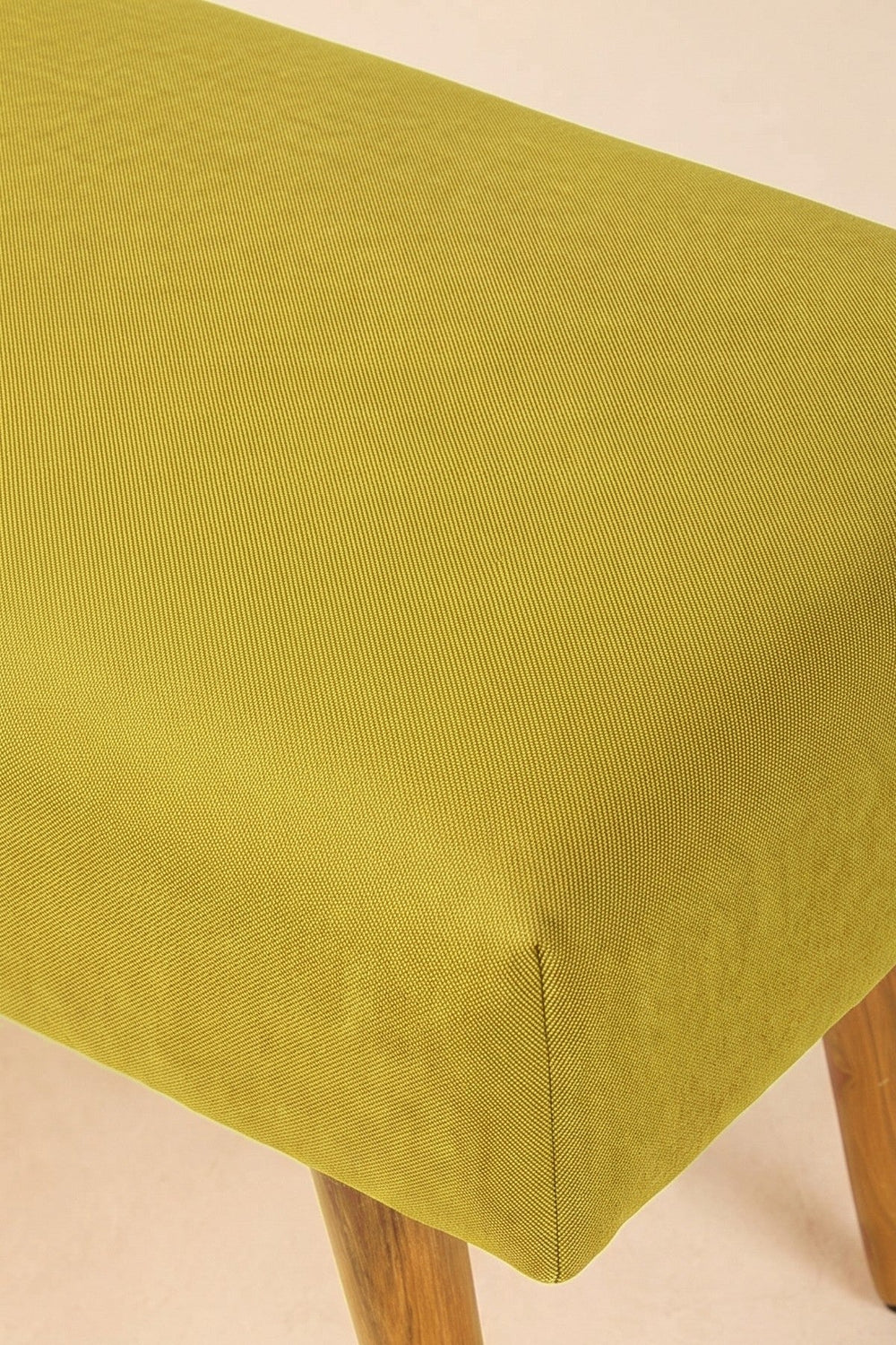 Upholstered Bundle Bench Pouffe in Solid Twisted Mustard Fabric