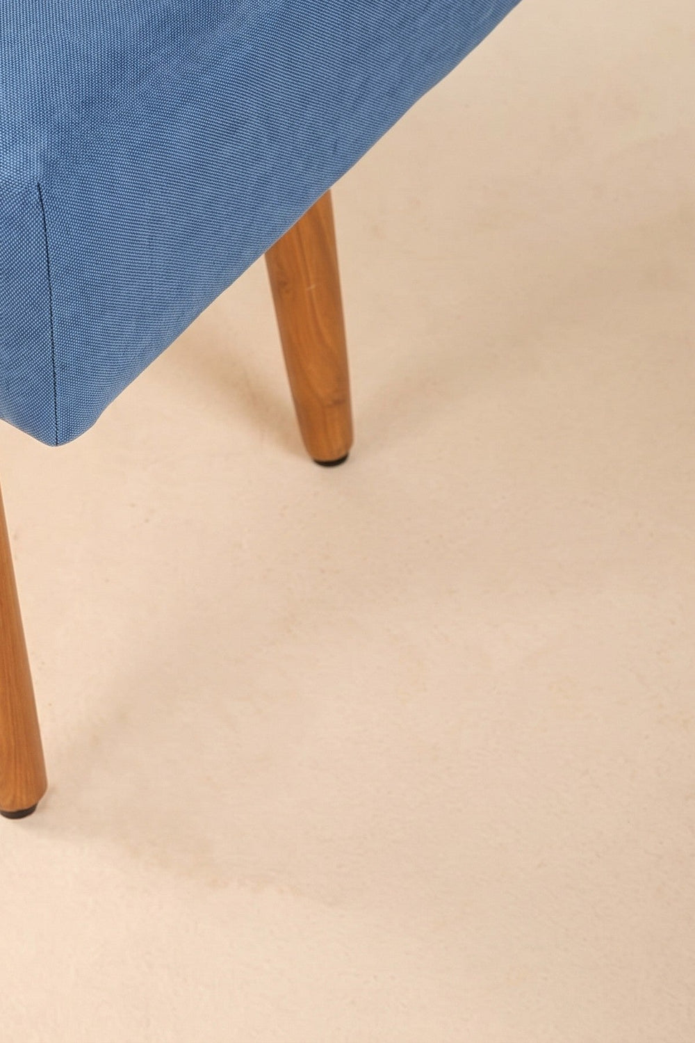 Upholstered Bundle Bench Pouffe in Solid Twisted Water Blue Fabric