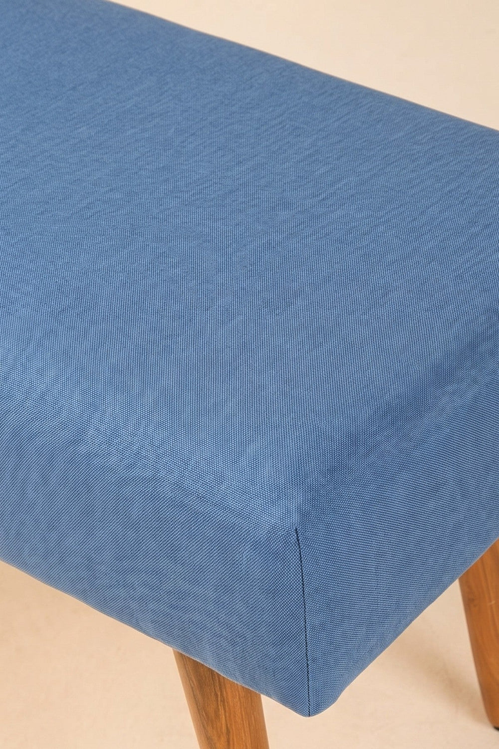 Upholstered Bundle Bench Pouffe in Solid Twisted Water Blue Fabric