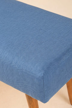 Upholstered Bundle Bench Pouffe in Solid Twisted Water Blue Fabric
