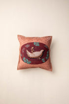 Bird In The Pines Vintage Peach Cushion Cover (41 X 41 Cm)