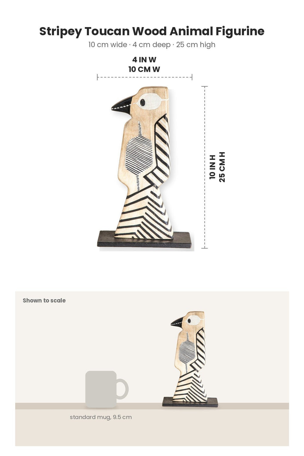 FIGURINES Stripey Toucan Wood Animal Figurine