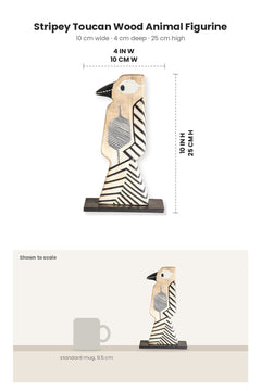 FIGURINES Stripey Toucan Wood Animal Figurine