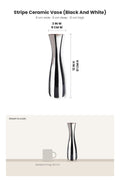 FLOWER VASES Stripe Ceramic Vase (Black And White)