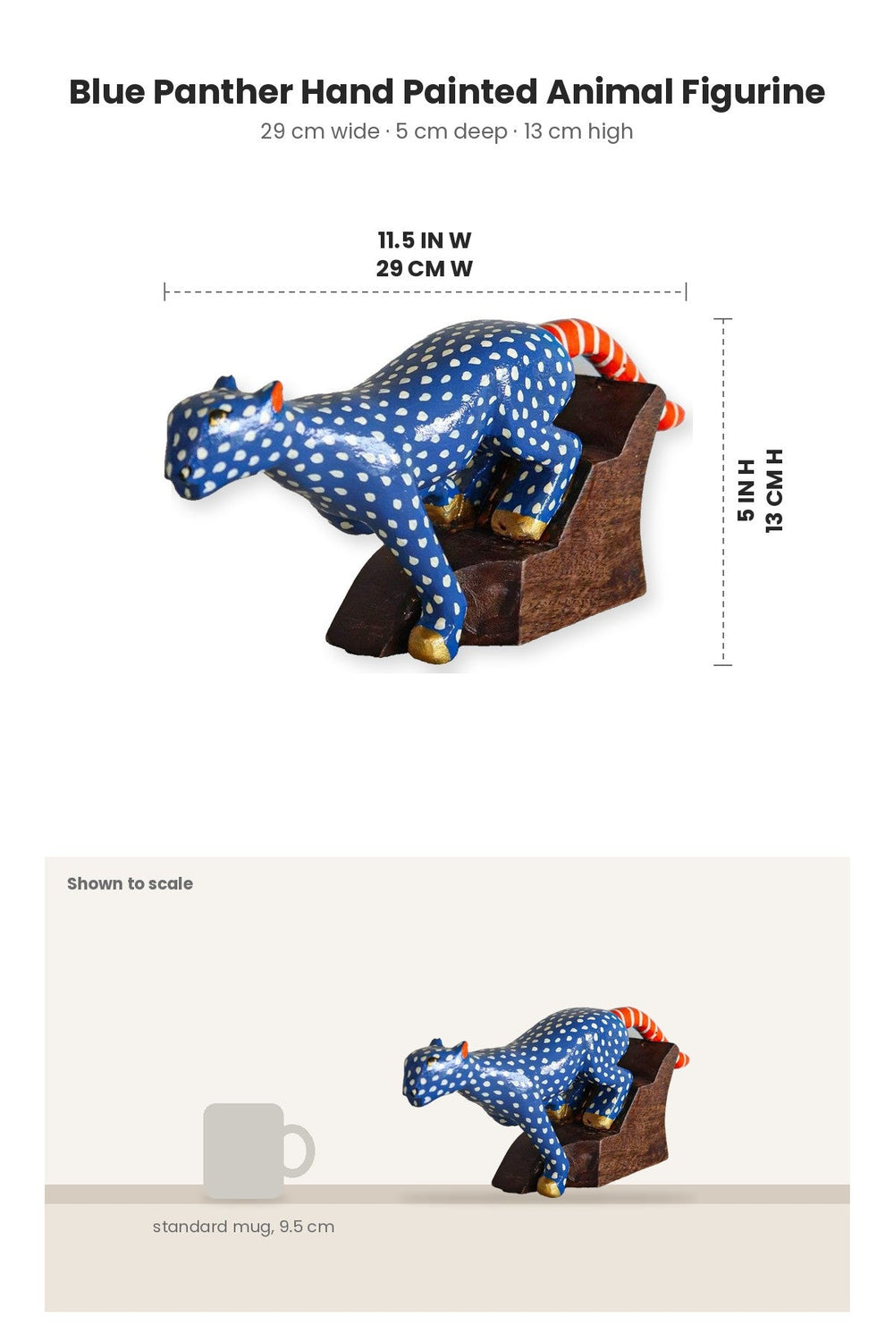 FIGURINES Blue Panther Hand Painted Animal Figurine