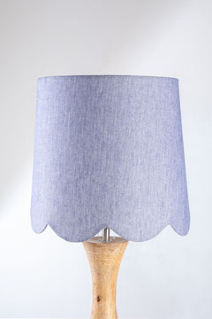 LAMPSHADES Solid Blue Scalloped Taper Medium