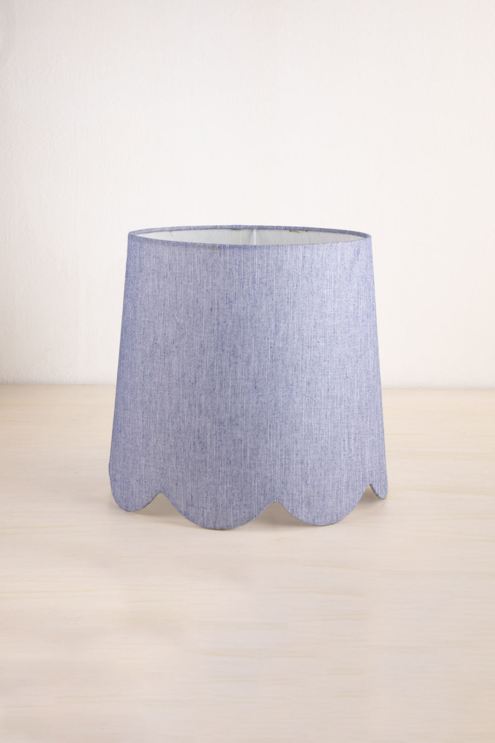 LAMPSHADES Solid Blue Scalloped Taper Medium