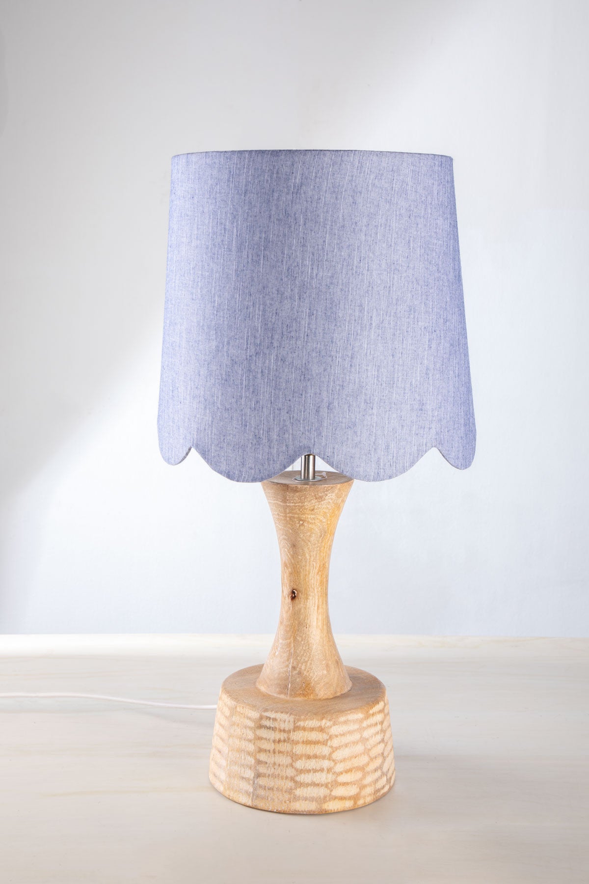 LAMPSHADES Solid Blue Scalloped Taper Medium