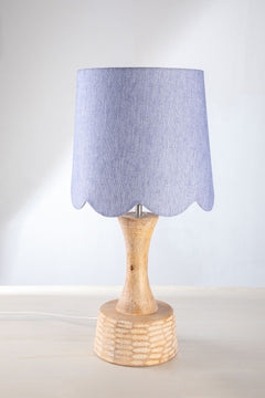 LAMPSHADES Solid Blue Scalloped Taper Medium
