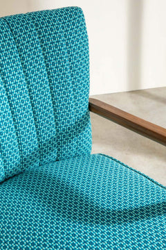 PRINT & PATTERN UPHOLSTERY FABRICS Ooty Geo Blue Waters Patterned Upholstery Fabric