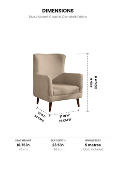 Upholstered Bundle Bluez Accent Chair in Cornstalk Fabric