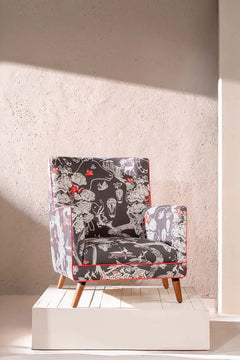 Upholstered Bundle Bluez Accent Chair in Mindscape Charcoal Fabric