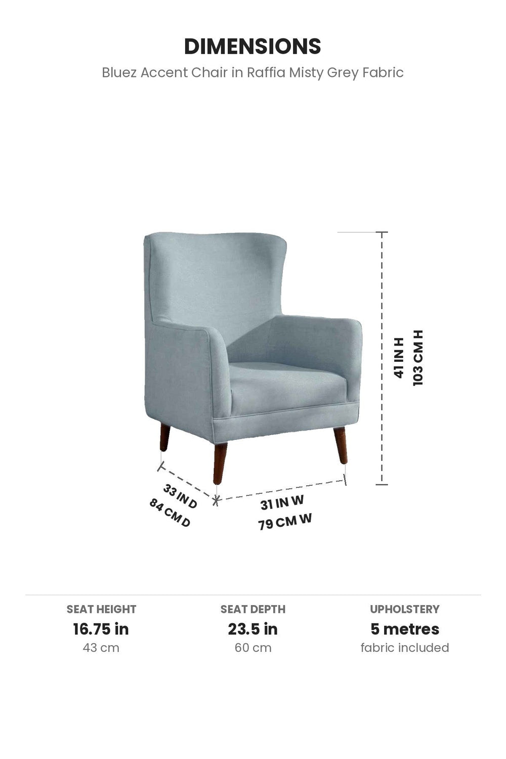 Upholstered Bundle Bluez Accent Chair in Raffia Misty Grey Fabric