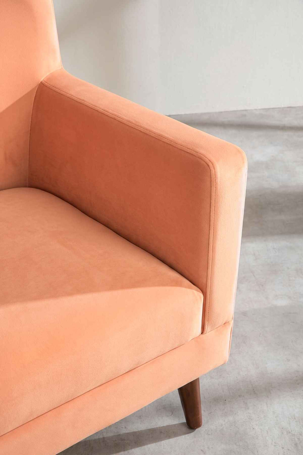 Upholstered Bundle Bluez Accent Chair in Peach Velvet Fabric