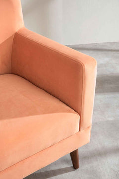 Upholstered Bundle Bluez Accent Chair in Peach Velvet Fabric