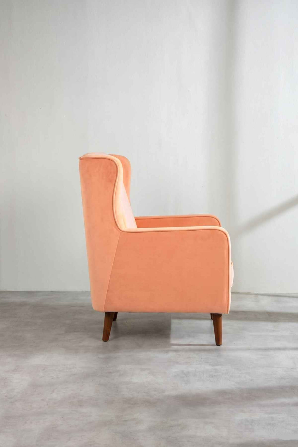 Upholstered Bundle Bluez Accent Chair in Peach Velvet Fabric