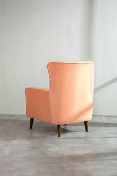 Upholstered Bundle Bluez Accent Chair in Peach Velvet Fabric