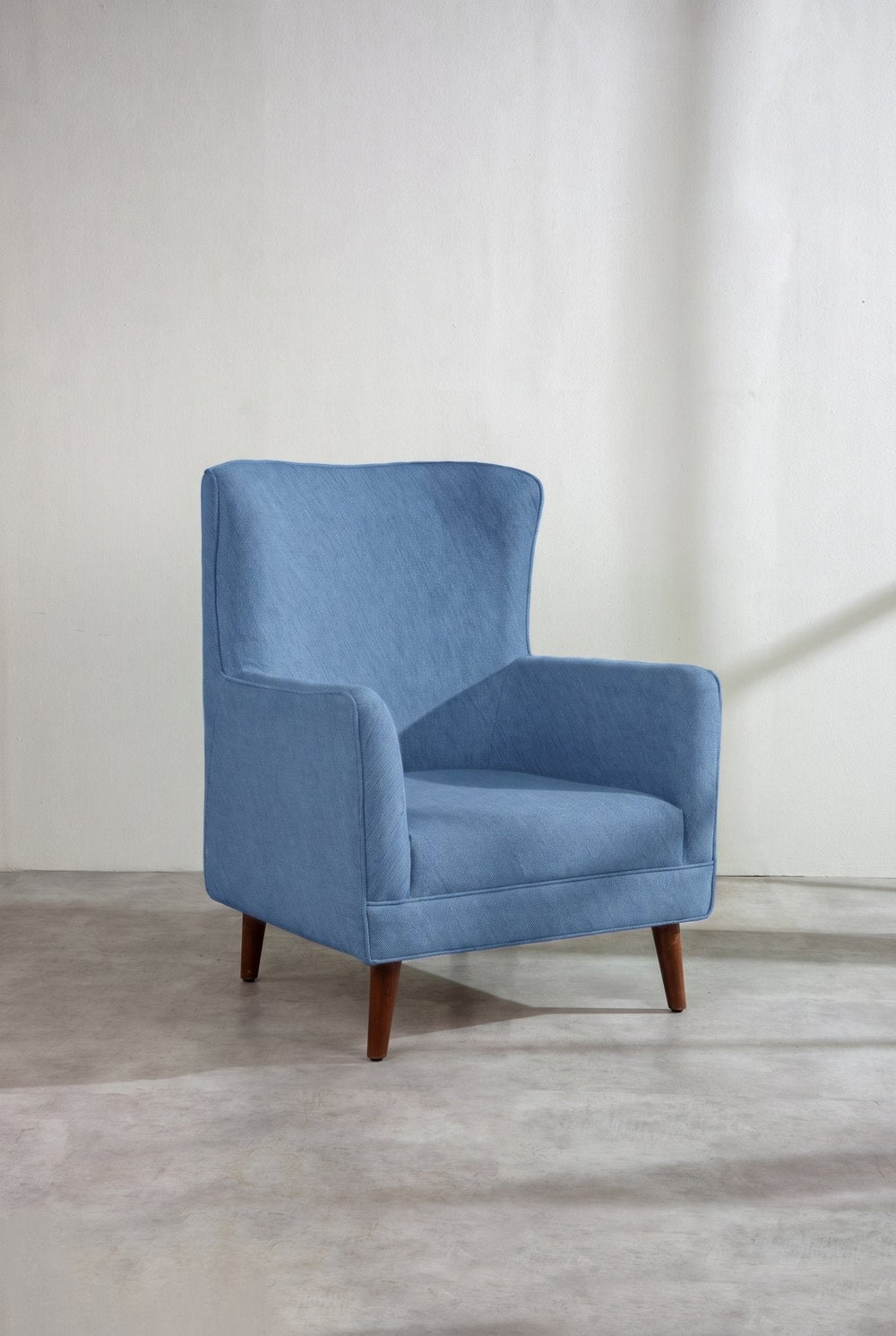 Upholstered Bundle Bluez Accent Chair in Solid Twisted Water Blue Fabric