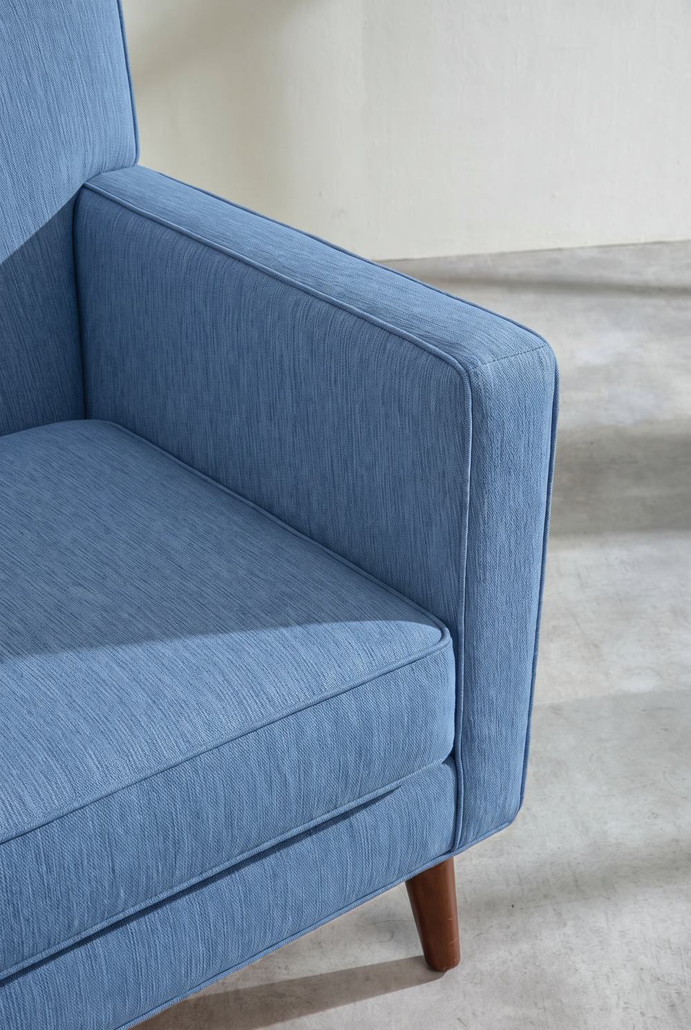 Upholstered Bundle Bluez Accent Chair in Solid Twisted Water Blue Fabric