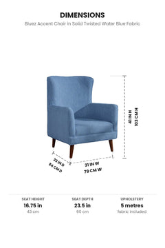 Upholstered Bundle Bluez Accent Chair in Solid Twisted Water Blue Fabric