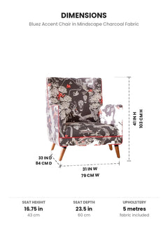 Upholstered Bundle Bluez Accent Chair in Mindscape Charcoal Fabric