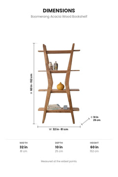 BOOKSHELVES Boomerang Acacia Wood Bookshelf