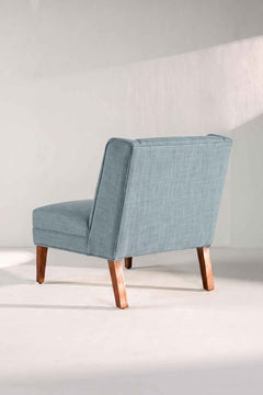 Upholstered Bundle Box Office Accent Chair in Raffia Misty Grey Fabric