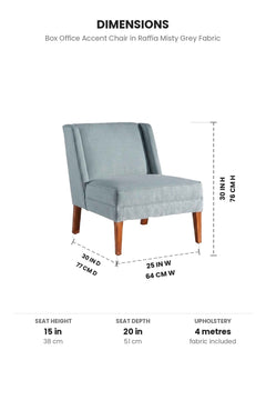 Upholstered Bundle Box Office Accent Chair in Raffia Misty Grey Fabric