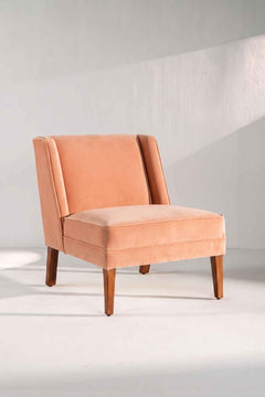 Upholstered Bundle Box Office Accent Chair in Peach Velvet Fabric