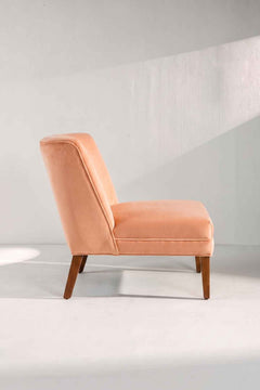 Upholstered Bundle Box Office Accent Chair in Peach Velvet Fabric